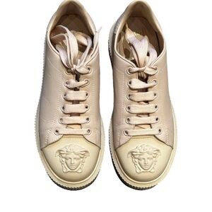 Authentic Versace La Medusa Womens Calfskin Tennis Shoes US 7 EU 37